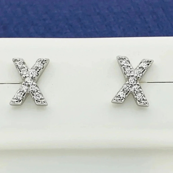 "#925 Sterling Silver CZ Stud Earrings for Women/Girl, US925P1084 - Picture 1 of 7